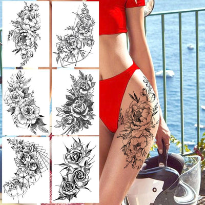 Realistic Temporary Flower Tattoos for Women - Waterproof Body Art