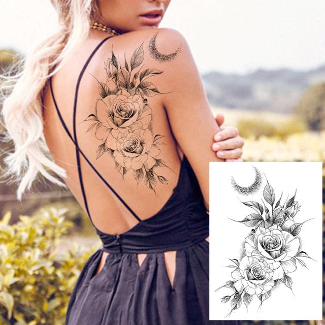 Tatouages Temporaires de Fleurs Réalistes pour Femmes - Art Corporel Imperméable