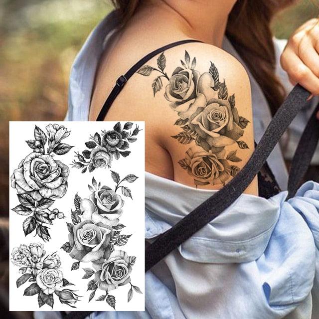 Tatouages Temporaires de Fleurs Réalistes pour Femmes - Art Corporel Imperméable