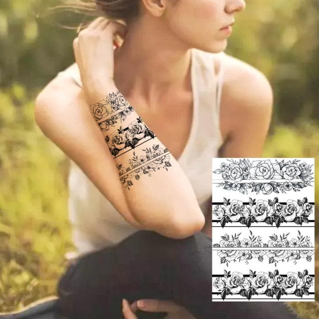 Tatouages Temporaires de Fleurs Réalistes pour Femmes - Art Corporel Imperméable