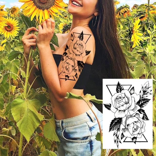 Tatouages Temporaires de Fleurs Réalistes pour Femmes - Art Corporel Imperméable
