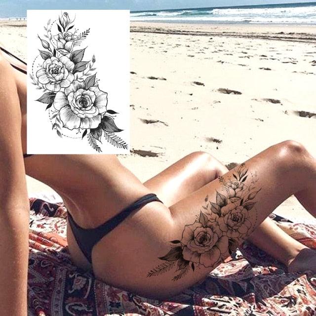 Tatouages Temporaires de Fleurs Réalistes pour Femmes - Art Corporel Imperméable