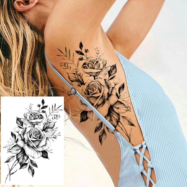 Tatouages Temporaires de Fleurs Réalistes pour Femmes - Art Corporel Imperméable