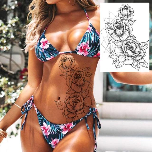 Tatouages Temporaires de Fleurs Réalistes pour Femmes - Art Corporel Imperméable