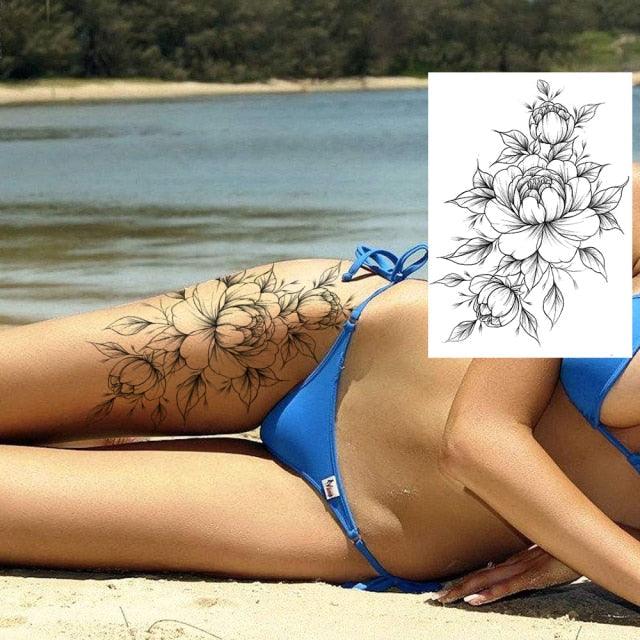 Tatouages Temporaires de Fleurs Réalistes pour Femmes - Art Corporel Imperméable
