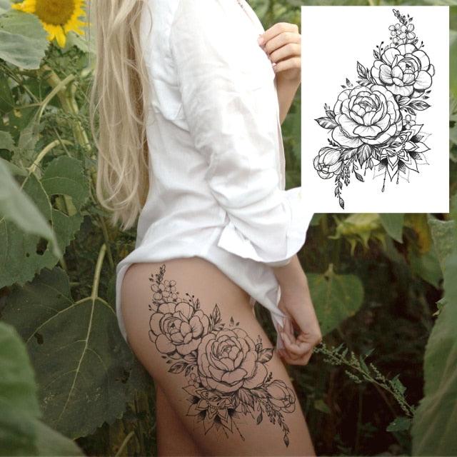 Tatouages Temporaires de Fleurs Réalistes pour Femmes - Art Corporel Imperméable