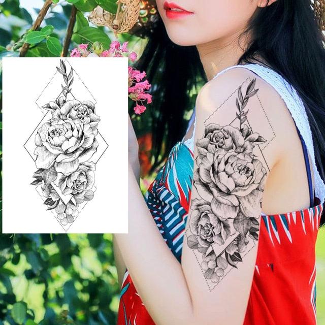 Tatouages Temporaires de Fleurs Réalistes pour Femmes - Art Corporel Imperméable
