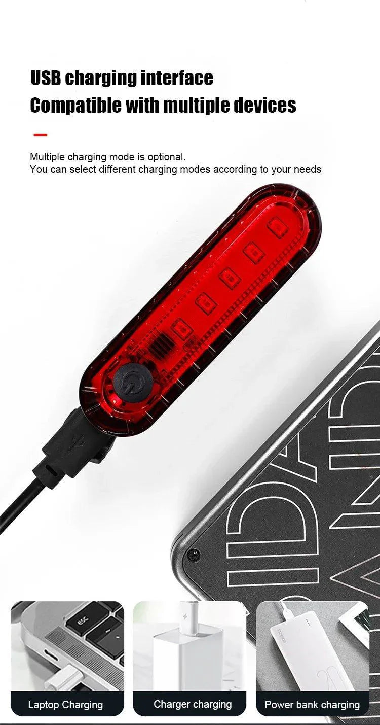 USB Rechargeable Rear Bike Tail Light - Ultra Bright Safety Light