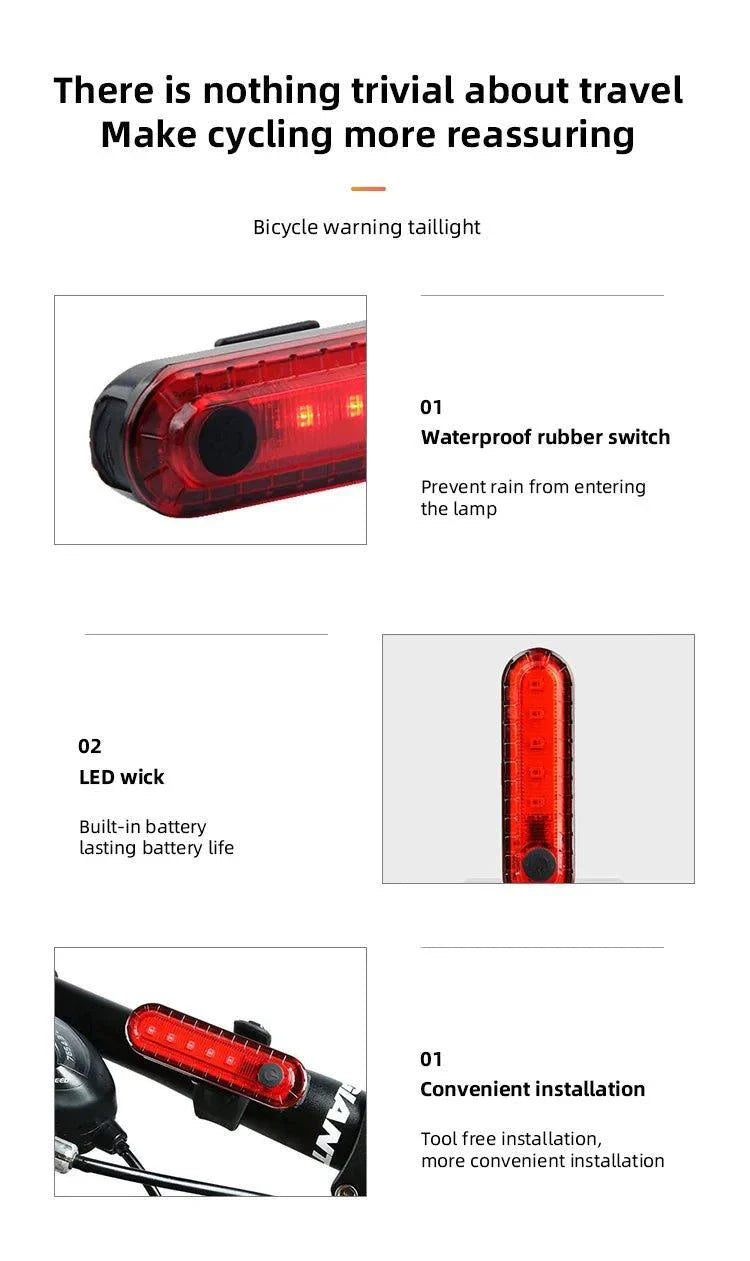 USB Rechargeable Rear Bike Tail Light - Ultra Bright Safety Light