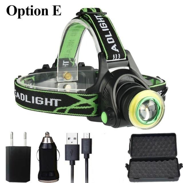 Lampe frontale LED rechargeable 10000LM avec zoom ajustable