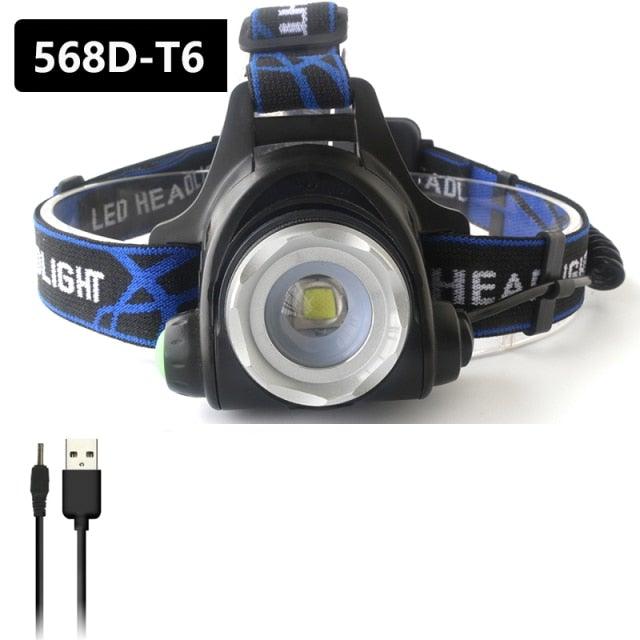 Lampe frontale LED rechargeable 10000LM avec zoom ajustable