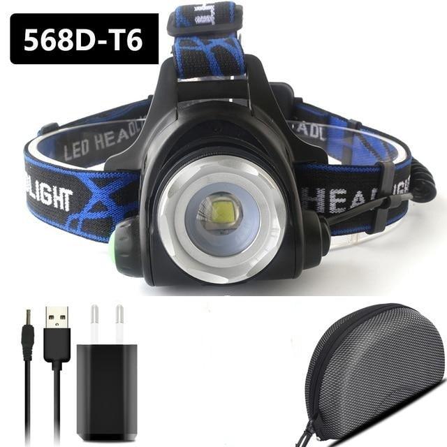 Lampe frontale LED rechargeable 10000LM avec zoom ajustable