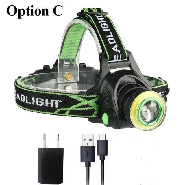 Lampe frontale LED rechargeable 10000LM avec zoom ajustable