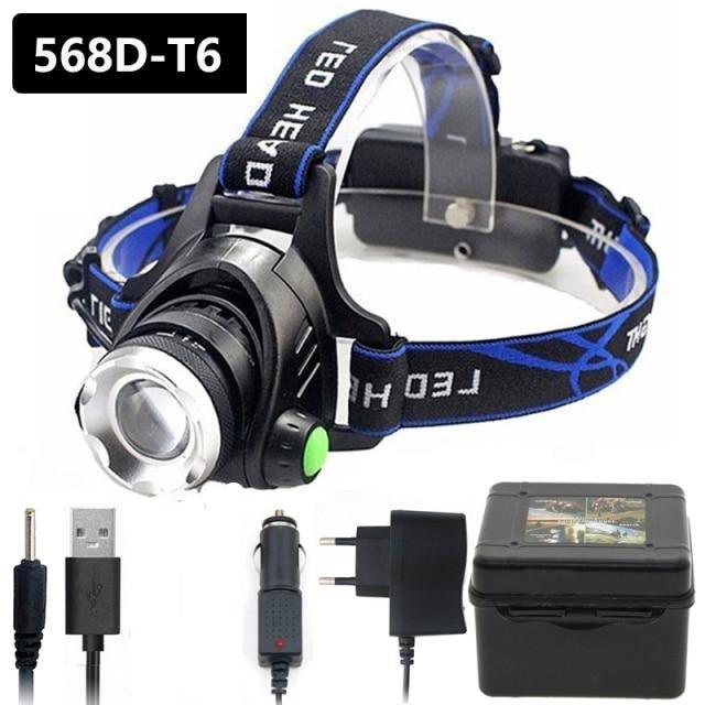 Lampe frontale LED rechargeable 10000LM avec zoom ajustable