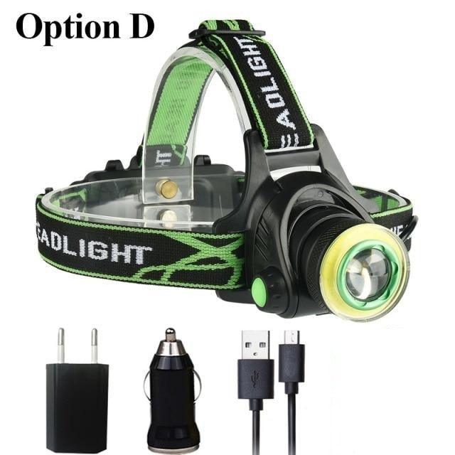 Lampe frontale LED rechargeable 10000LM avec zoom ajustable