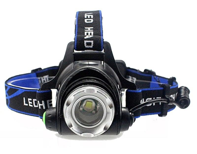 Lampe frontale LED rechargeable 10000LM avec zoom ajustable