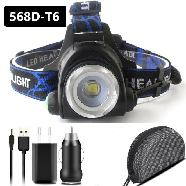 Lampe frontale LED rechargeable 10000LM avec zoom ajustable