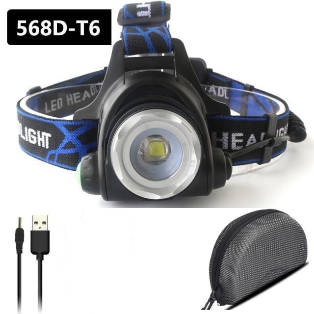 Lampe frontale LED rechargeable 10000LM avec zoom ajustable