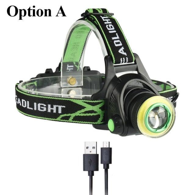 Lampe frontale LED rechargeable 10000LM avec zoom ajustable