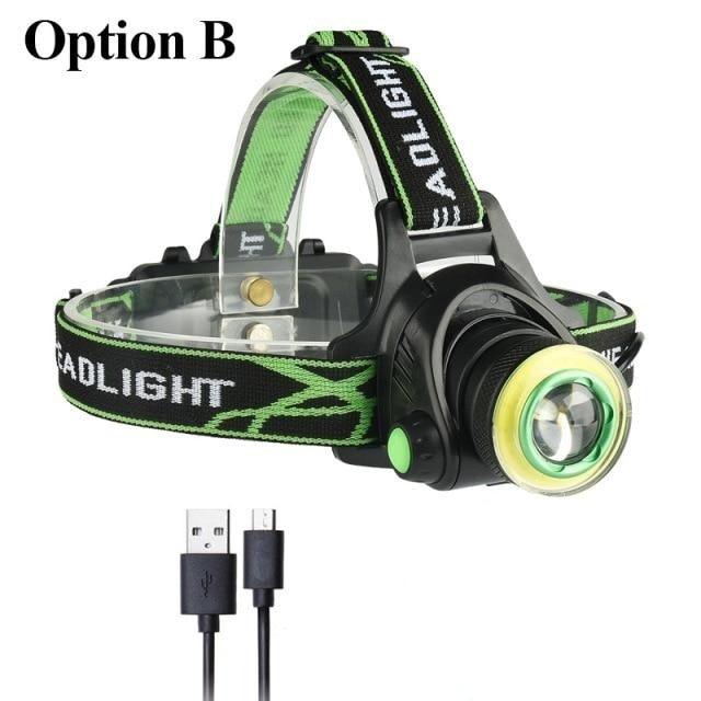 Lampe frontale LED rechargeable 10000LM avec zoom ajustable