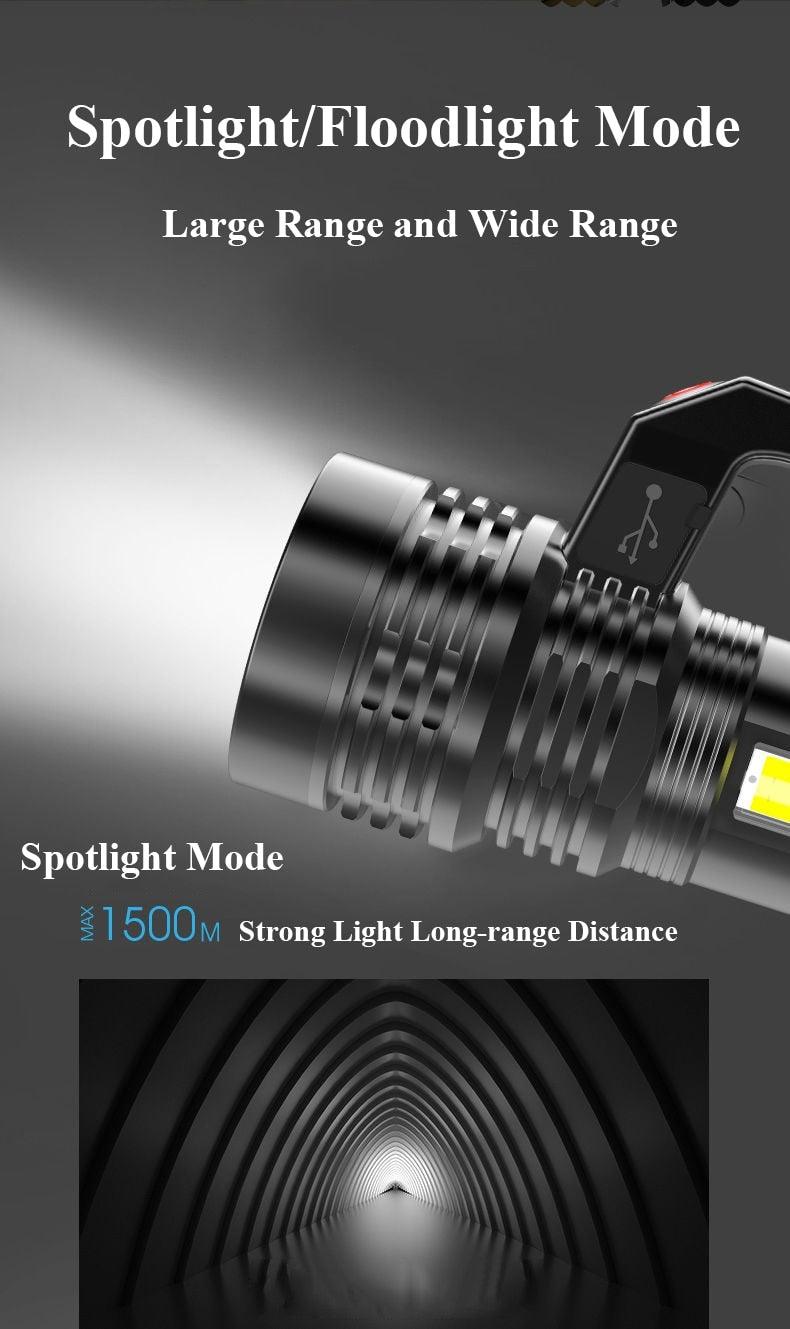 Rechargeable Waterproof Handheld Flashlight with 3 Modes