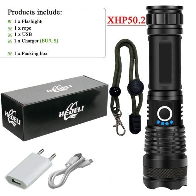 Linterna táctica recargable de alto lumen - Impermeable y con zoom