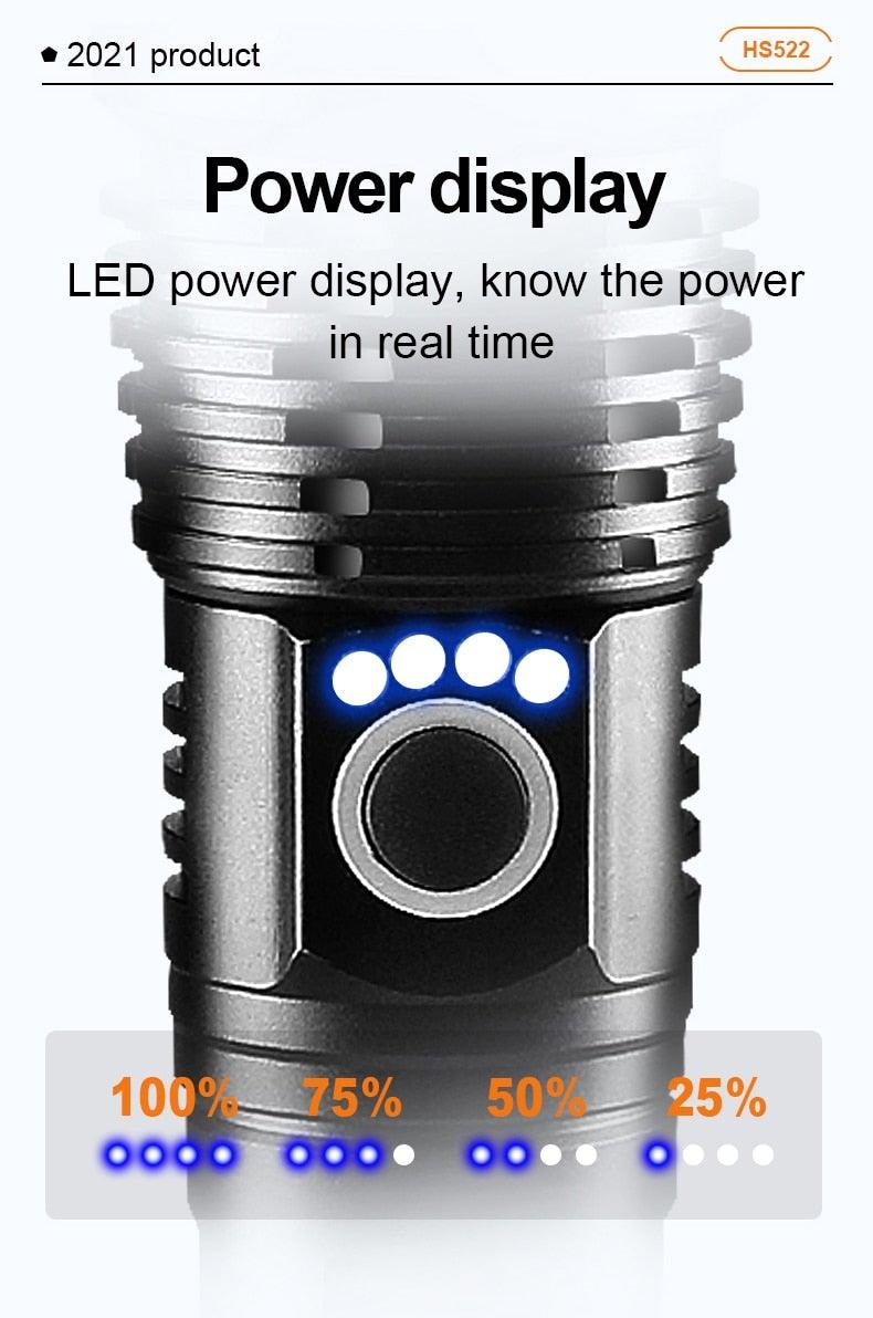 Linterna táctica recargable de alto lumen - Impermeable y con zoom