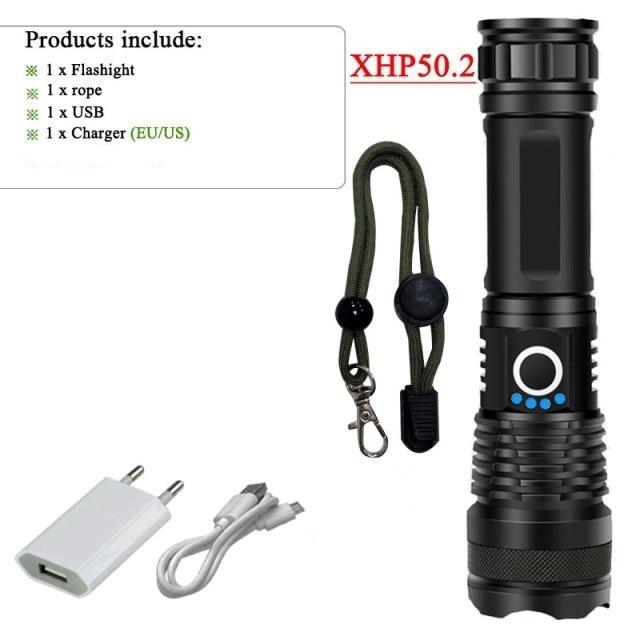 Linterna táctica recargable de alto lumen - Impermeable y con zoom