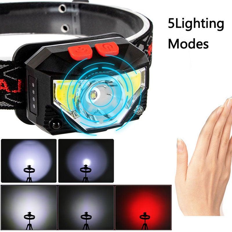 Lampe frontale LED rechargeable - Étanche et capteur de mouvement