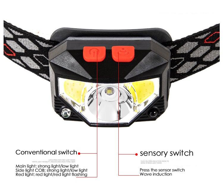 Lampe frontale LED rechargeable - Étanche et capteur de mouvement