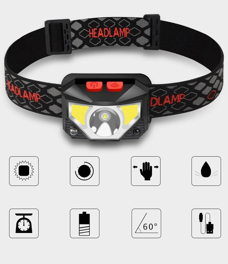 Lampe frontale LED rechargeable - Étanche et capteur de mouvement