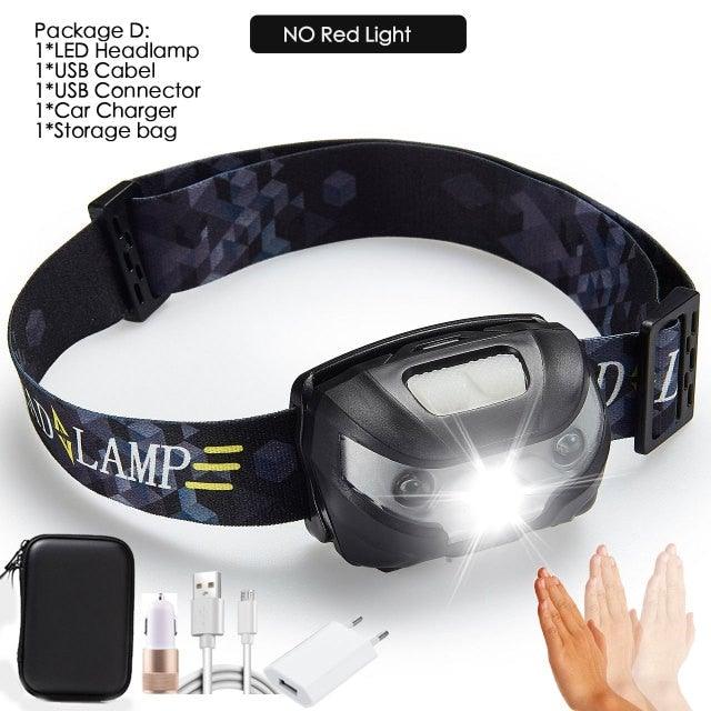 Lampe frontale LED rechargeable - Étanche et capteur de mouvement