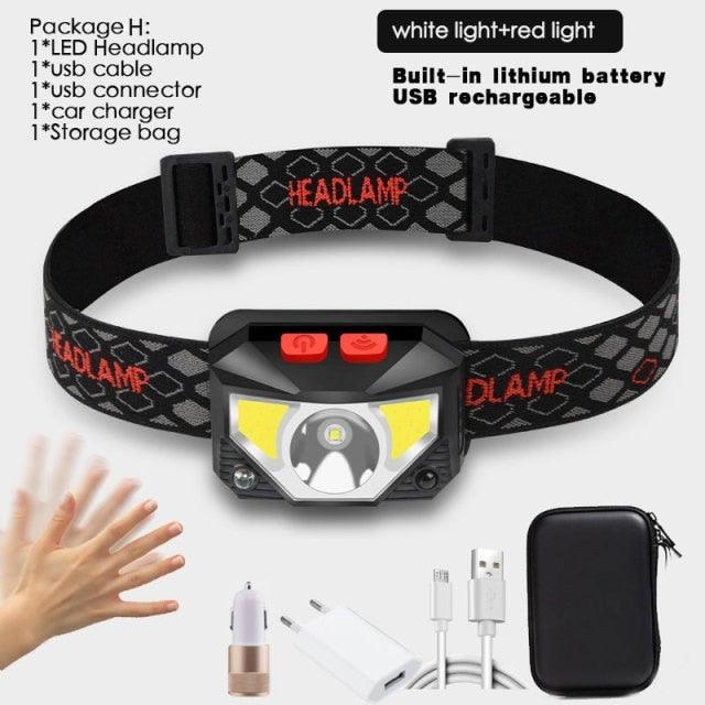 Lampe frontale LED rechargeable - Étanche et capteur de mouvement