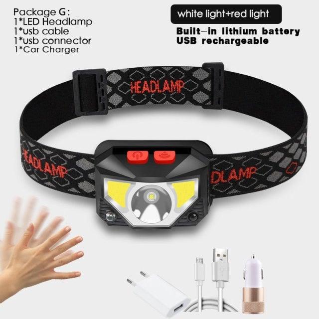 Lampe frontale LED rechargeable - Étanche et capteur de mouvement