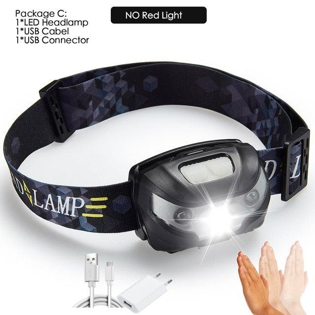 Lampe frontale LED rechargeable - Étanche et capteur de mouvement