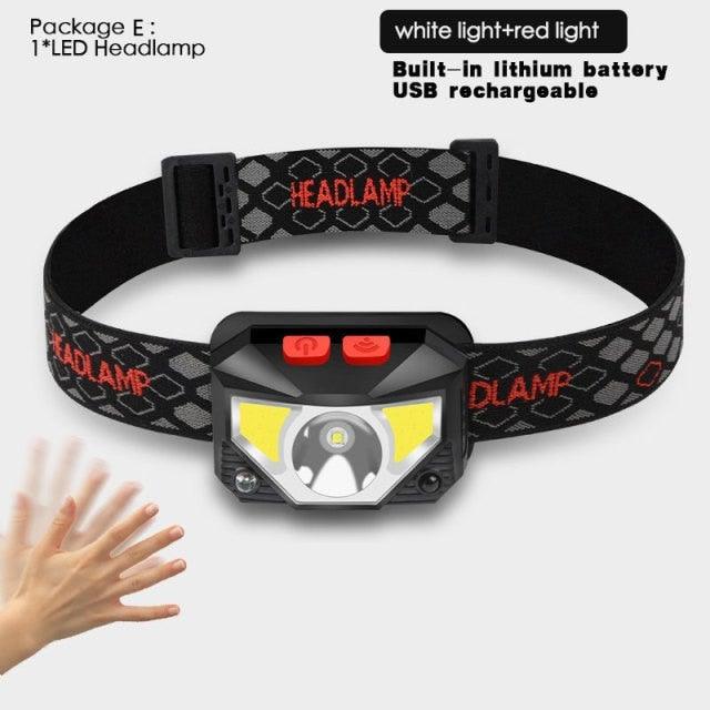 Lampe frontale LED rechargeable - Étanche et capteur de mouvement