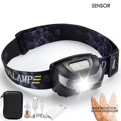 Rechargeable LED Headlamp - Waterproof & Motion Sensor