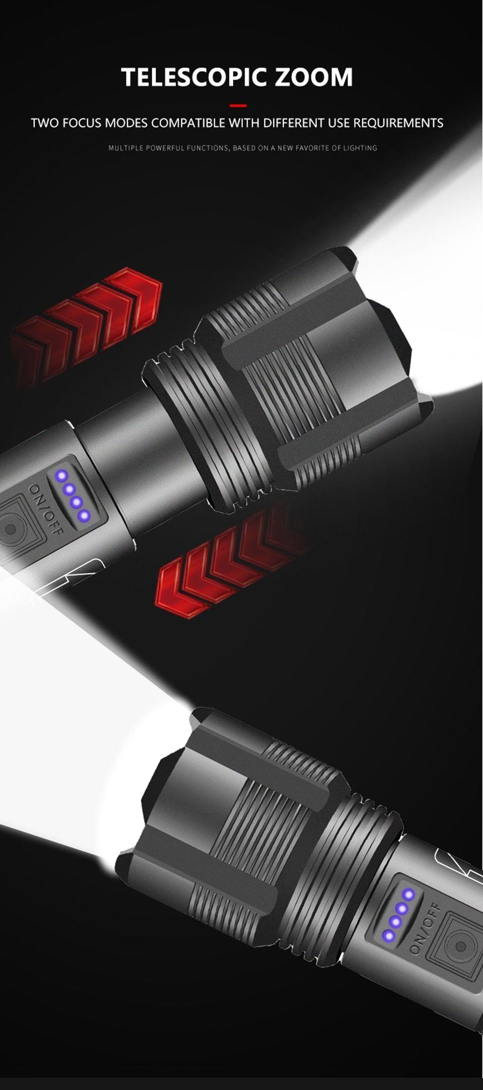 Lampe de Poche Tactique Rechargeable Premium - Haute Luminosité et Étanche