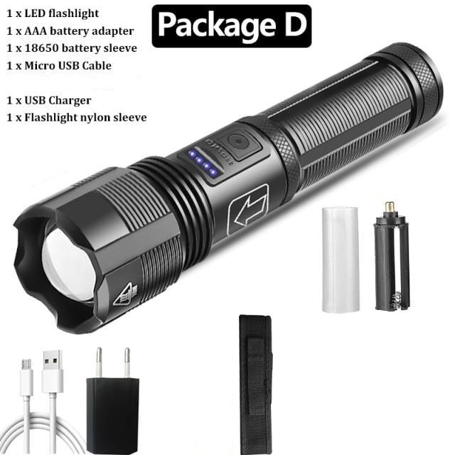 Lampe de Poche Tactique Rechargeable Premium - Haute Luminosité et Étanche