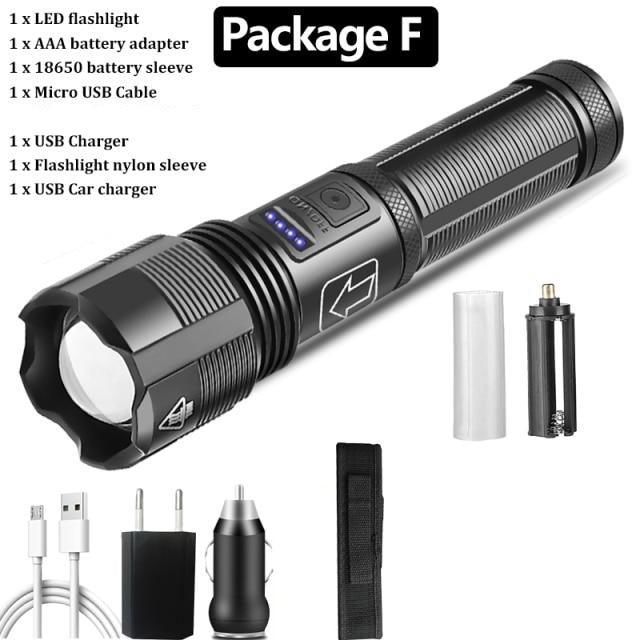 Lampe de Poche Tactique Rechargeable Premium - Haute Luminosité et Étanche