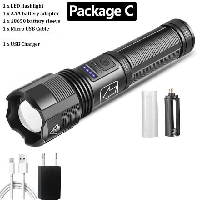 Lampe de Poche Tactique Rechargeable Premium - Haute Luminosité et Étanche