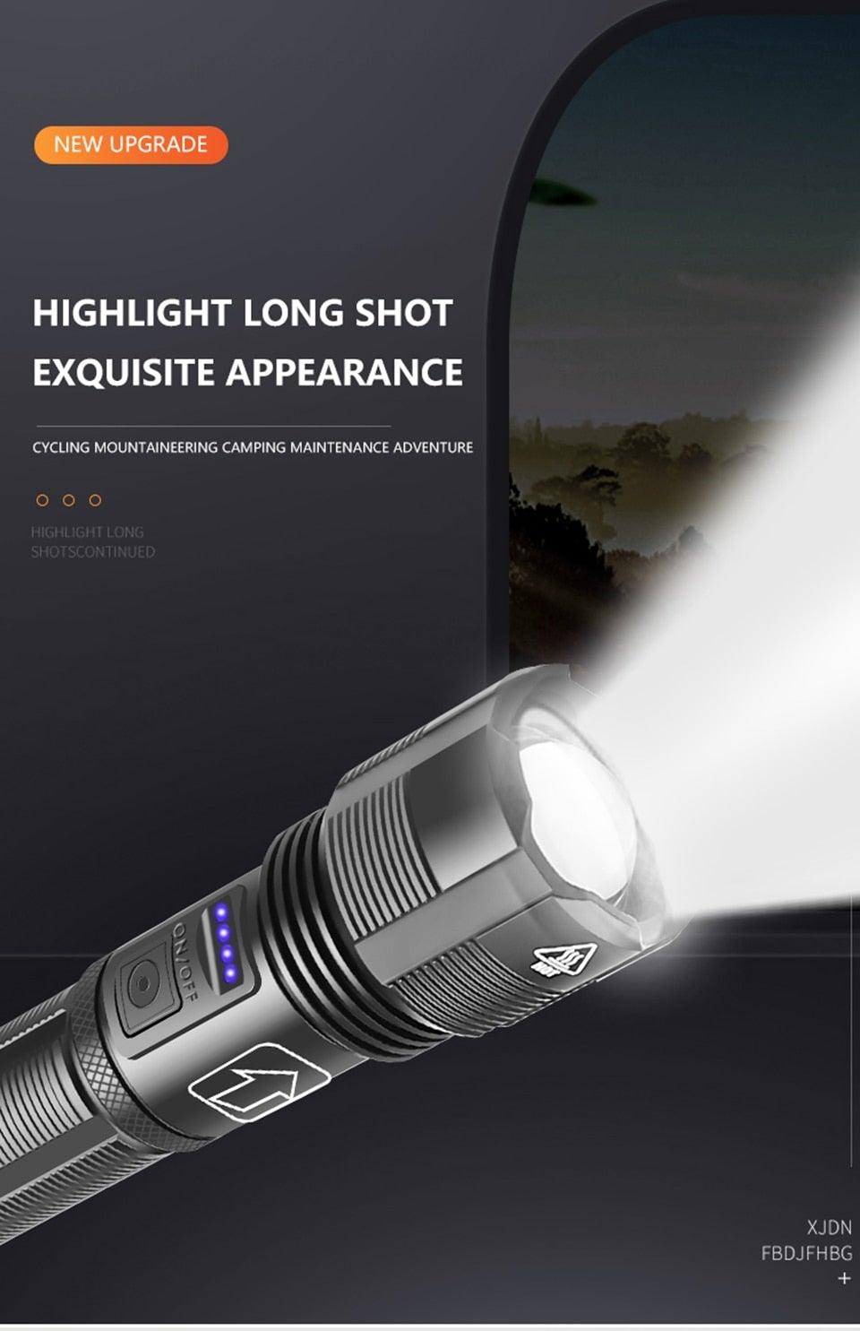 Lampe de Poche Tactique Rechargeable Premium - Haute Luminosité et Étanche