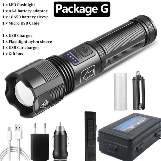 Lampe de Poche Tactique Rechargeable Premium - Haute Luminosité et Étanche