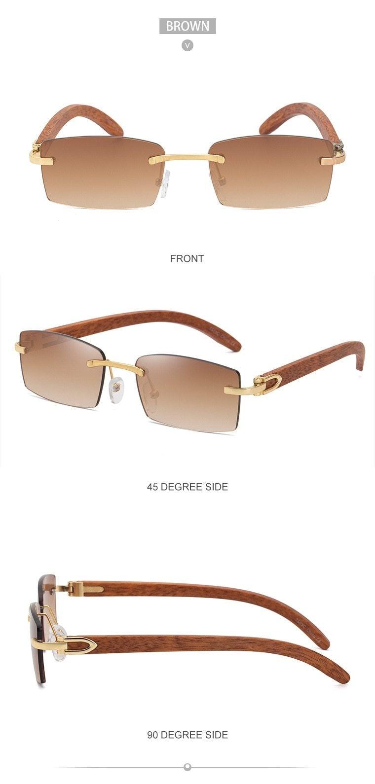 Gafas de sol rectangulares sin montura premium para hombres y mujeres