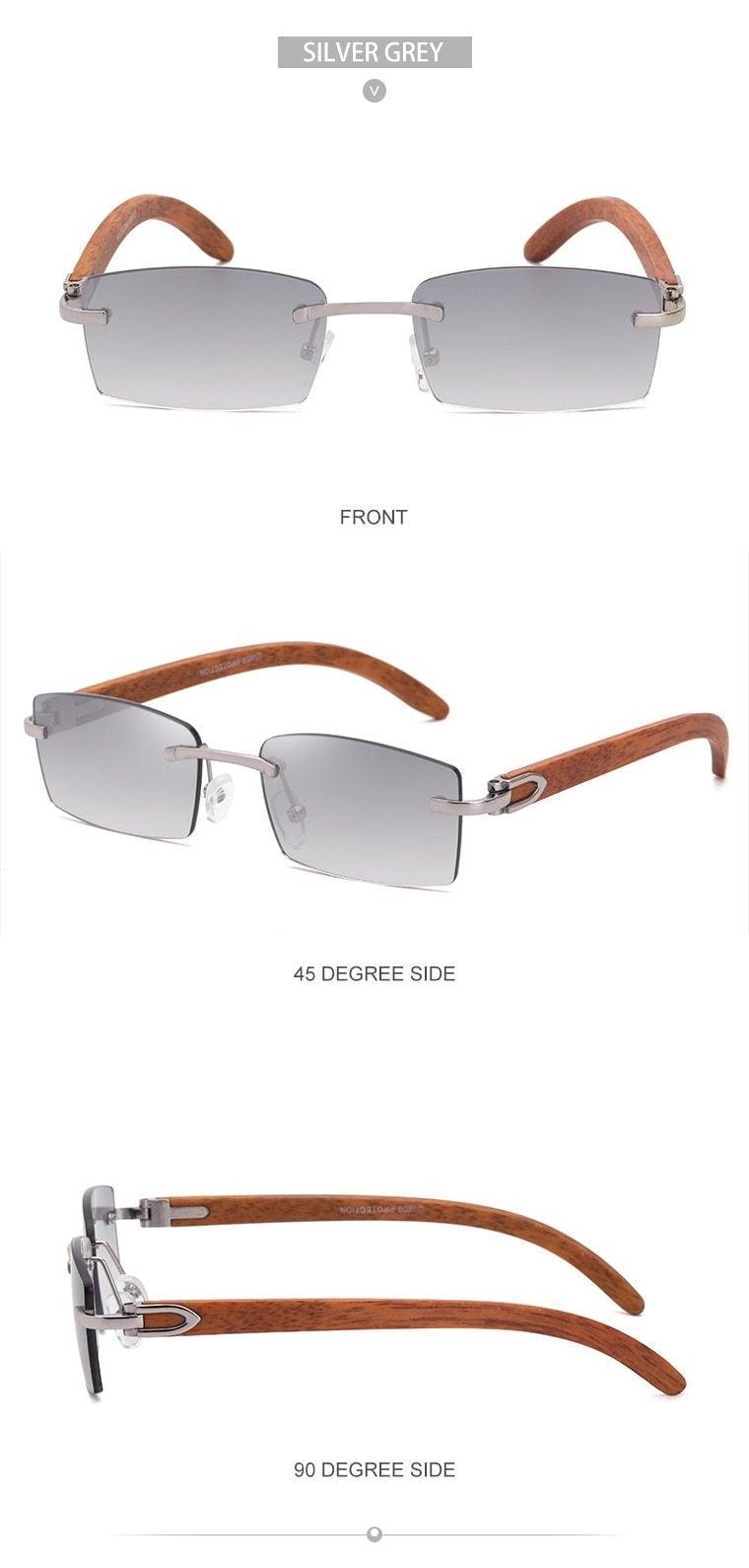 Gafas de sol rectangulares sin montura premium para hombres y mujeres