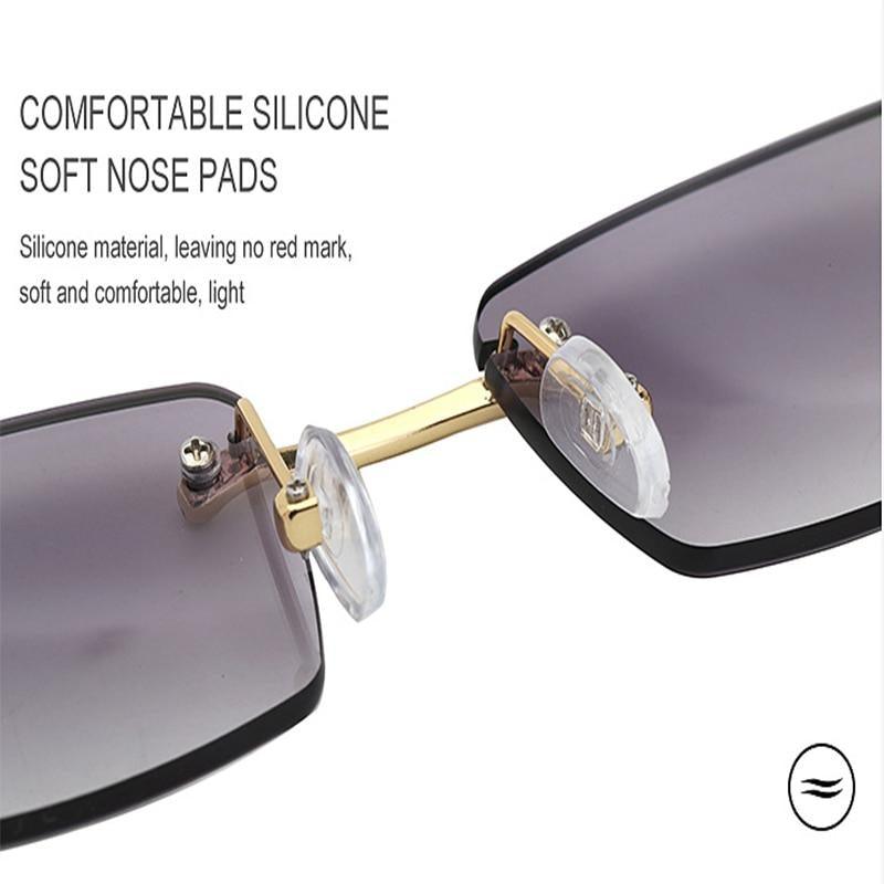 Gafas de sol rectangulares sin montura premium para hombres y mujeres