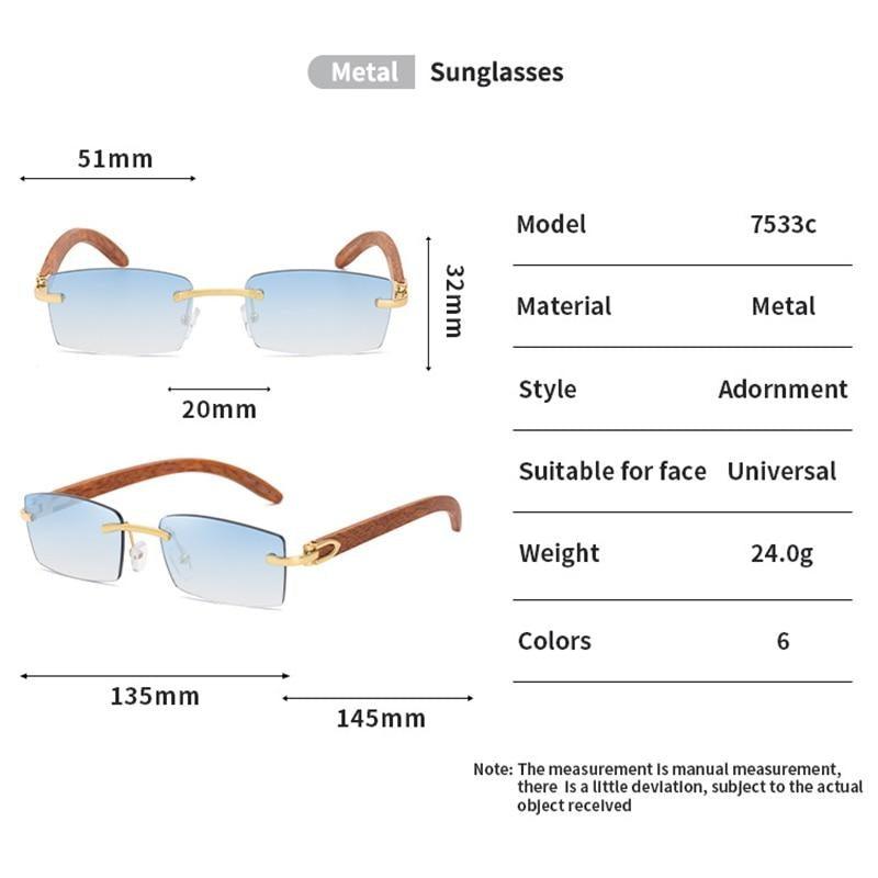 Gafas de sol rectangulares sin montura premium para hombres y mujeres