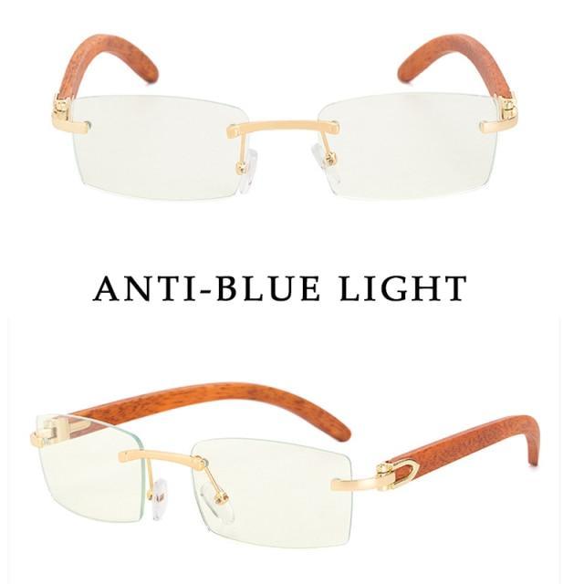 Gafas de sol rectangulares sin montura premium para hombres y mujeres
