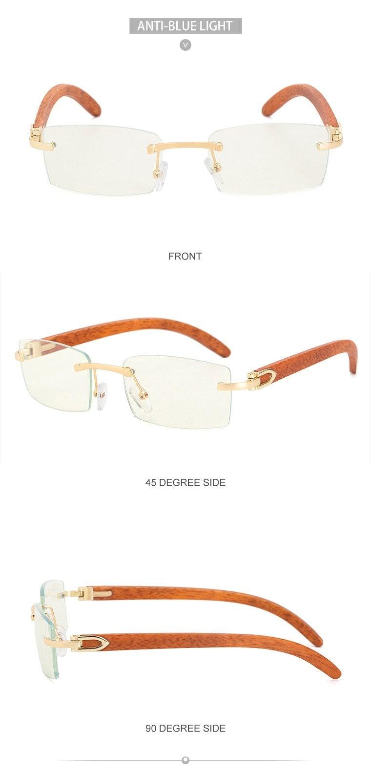 Gafas de sol rectangulares sin montura premium para hombres y mujeres