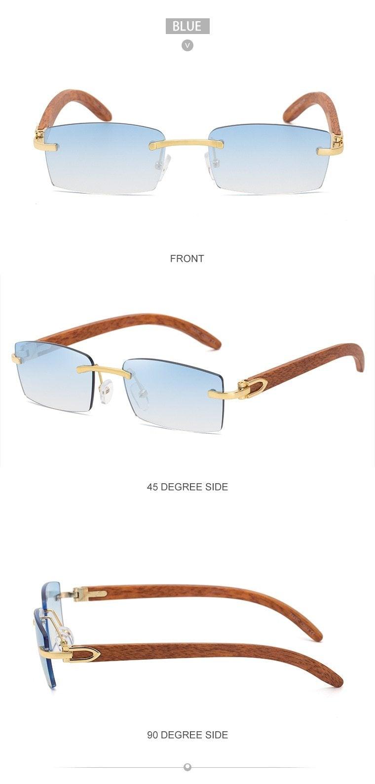 Gafas de sol rectangulares sin montura premium para hombres y mujeres